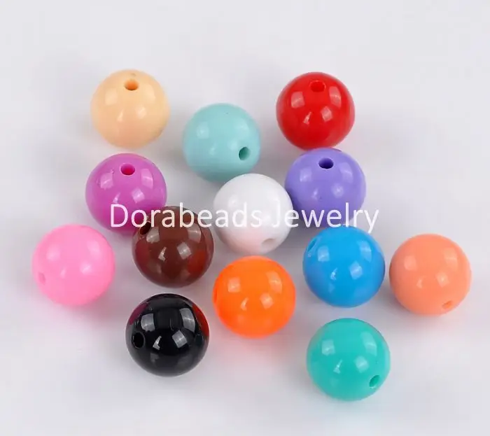 hot- Acrylic Spacer Beads Round Mixed Color 14mm Dia 50PCs(B22146) | Украшения и аксессуары