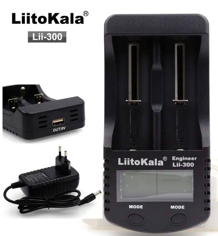 Lii-300 and adapter Умное устройство для зарядки никель-металлогидридных аккумуляторов от компании Liitokala: Батарея зарядное устройство Lii202 Lii-100 Lii-400 18650 Батарея зарядное устройство для 26650 21700 18650 18350 14500 AA AAA Батарея - Цвет: Lii-300 and adapter