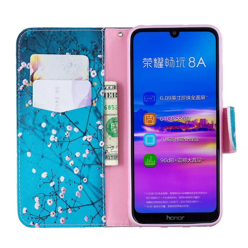 Окрашенный ТПУ кожаный флип чехол для Huawei Honor 9X 8A 8C 8S 7A Pro 7S Чехол бумажник 20 Lite 10i 10 9