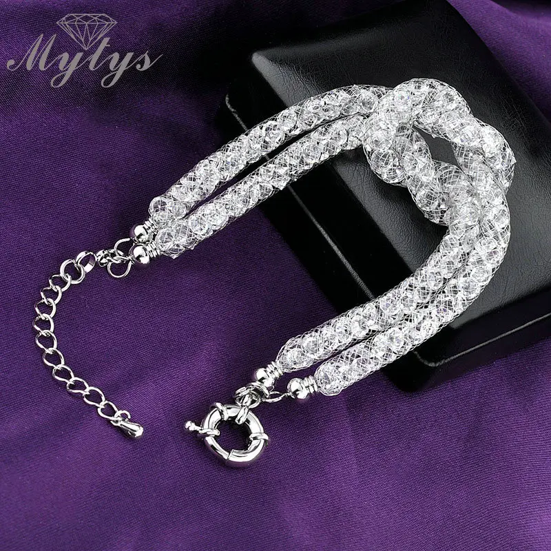 Mytys двойной цепной сетчатый браслет белого золота и GP проволочной сетки 2 слоя