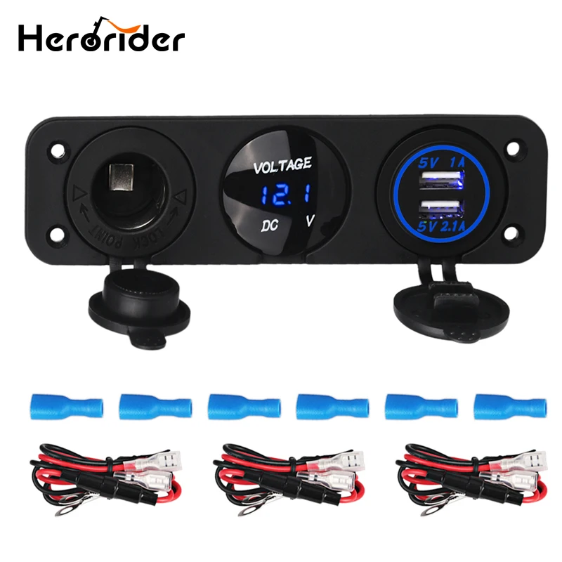 Herorider 3 1 А двойной USB адаптер питания зарядное устройство светодиодный цифровой