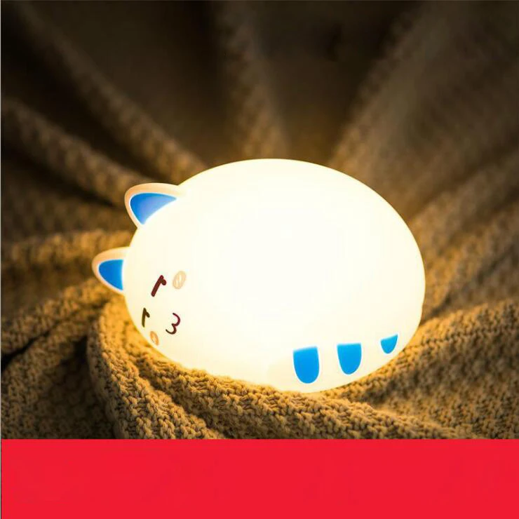 2 Светодиодный ночной Светильник милый Единорог Cat USB зарядка силиконовый мягкий мультфильм лампы Спальня детский ночник для детей, игрушки в подарок на день рождения - Испускаемый цвет: 2