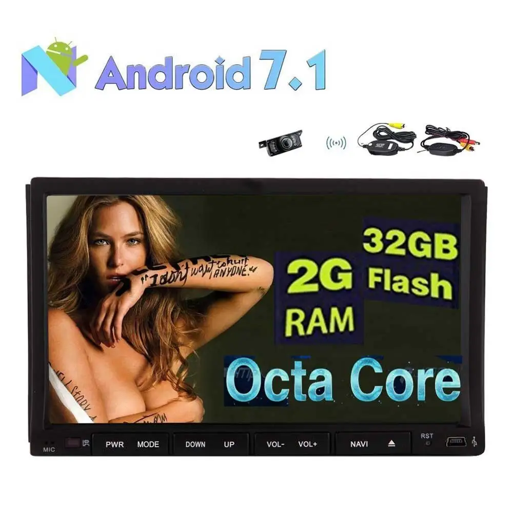 Двойной 2 DIN Android 7.1 в тире стерео Радио Восьмиядерный GPS навигации WI-FI Bluetooth MirrorLink 7