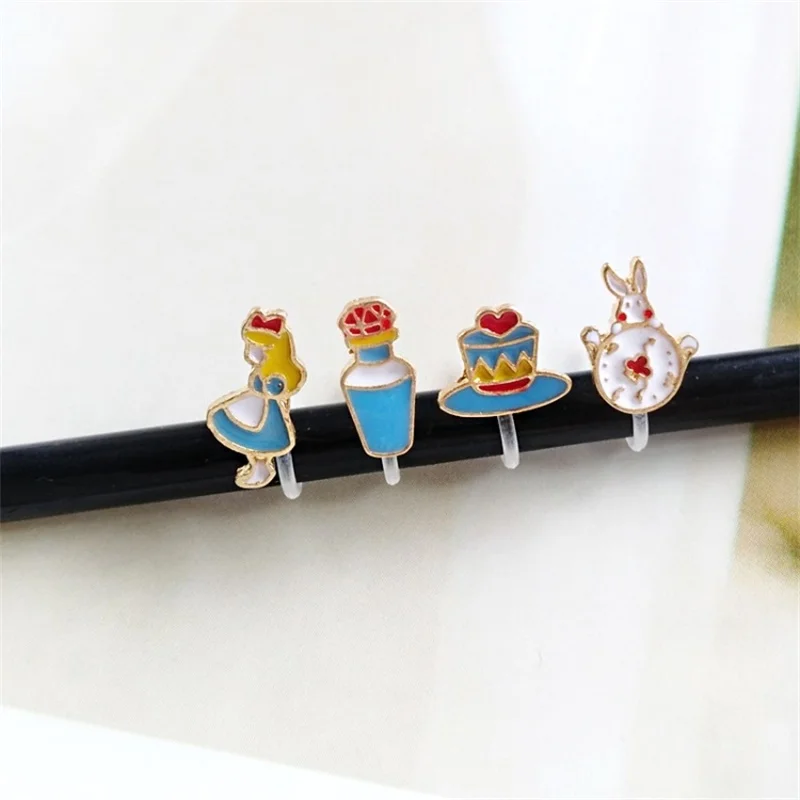 2018 New Japan and South Korea Cartoon Anime Fairy Tale Alice Set Stud Earrings Character Bunny Ear Clips sexy | Украшения и