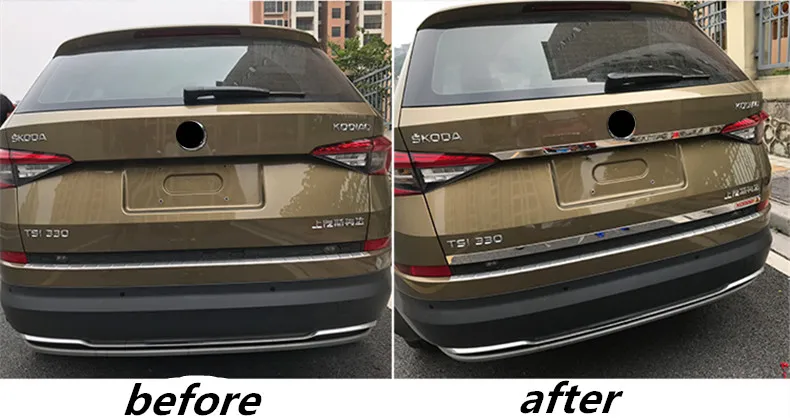 Для 2017 2018 skoda kodiaq car rearguards багажник задний ящик отделка защита блёстки авто