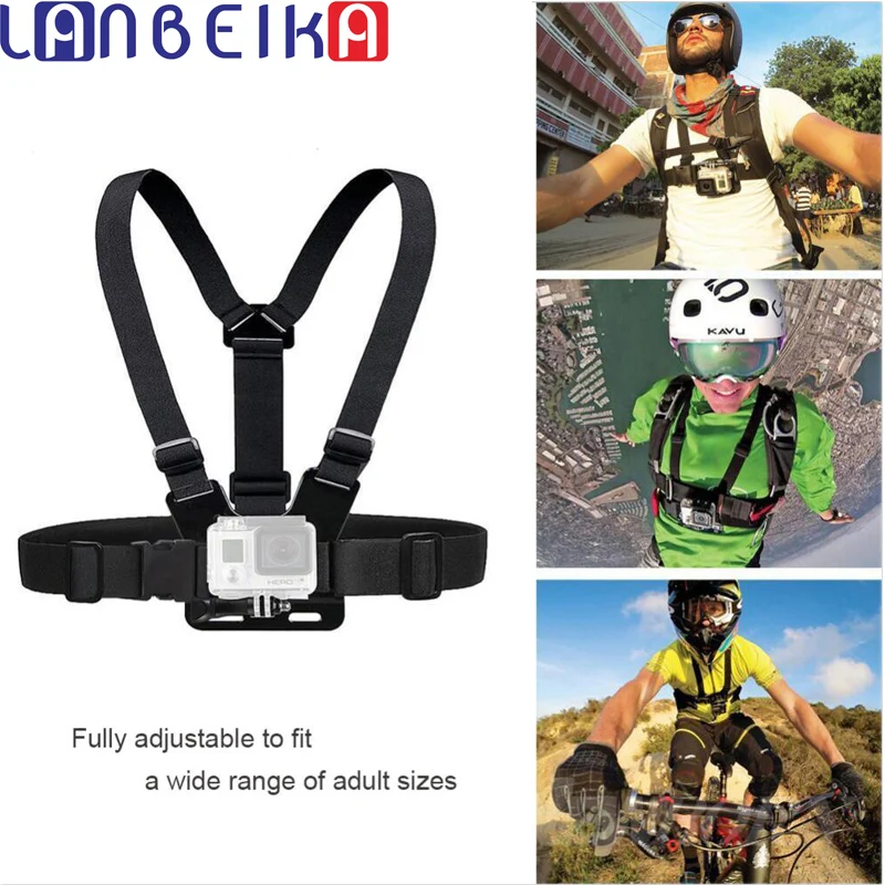 

LANBEIKA Adjustable Chest Body Harness Belt Strap Mount For Gopro Hero 11 10 9 8 SJCAM SJ4000 SJ5000 SJ8 DJI Action 3 Accessory