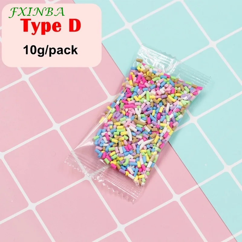 Type D FXINBA 10 г Fimo Ломтики поддельные брызги торт украшение для слизи DIY конфеты игрушки в виде десерта пушистые слимы поставки грязи глина дополнение - Цвет: Type D