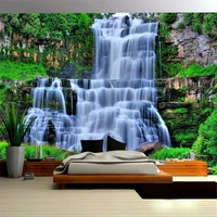 photo wallpaper 3d stereo mountain forest waterfall landscape mural background wall covering living room bedroom home decor 3 d