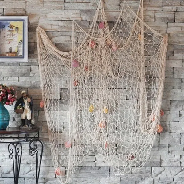 Белый 100*200 см DIY декоративные рыболовные сети, настенные украшения для бара, рыболовные сети, декор для пляжа, вечерние украшения для дома, Средиземноморский стиль - Цвет: Белый