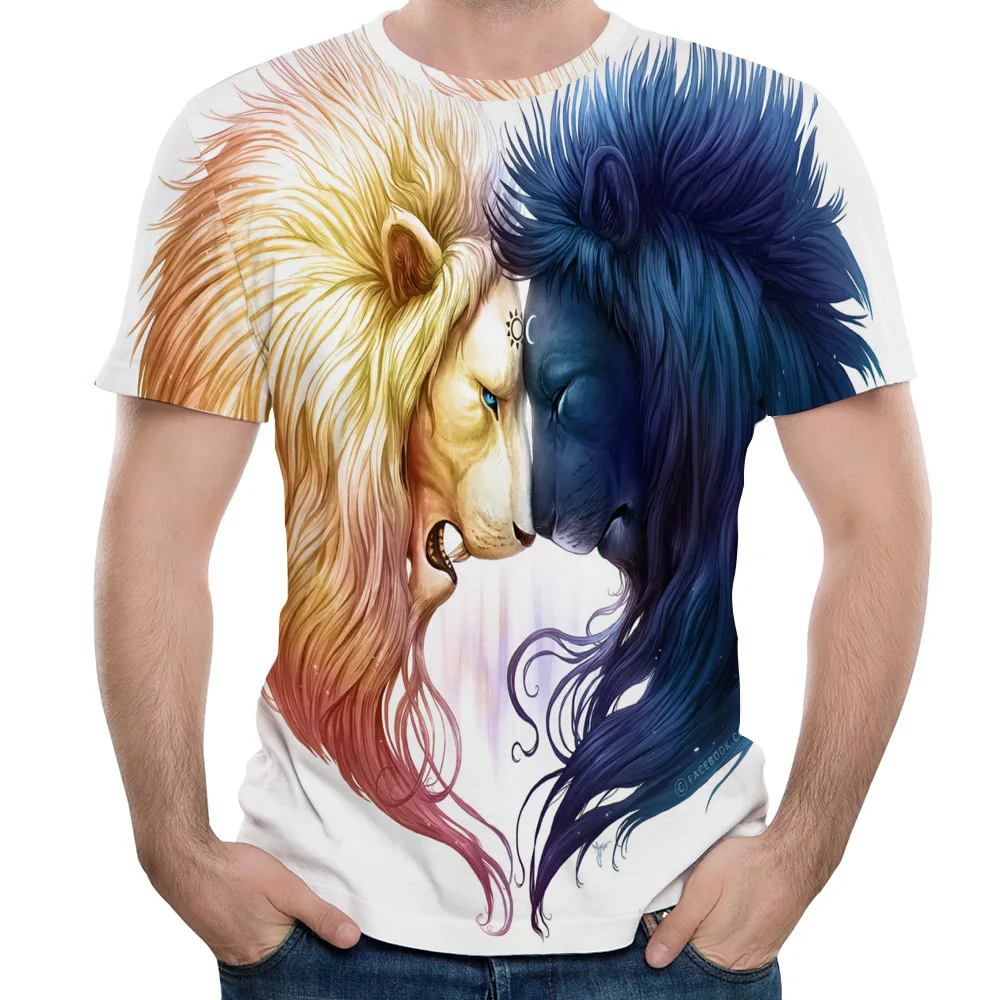 

2019 Summer Fashion O-Neck Short Sleeve T Shirt Maternity Women Creative Lion 3D Printing harajuku B Lady Tee Top Animal T-shirt