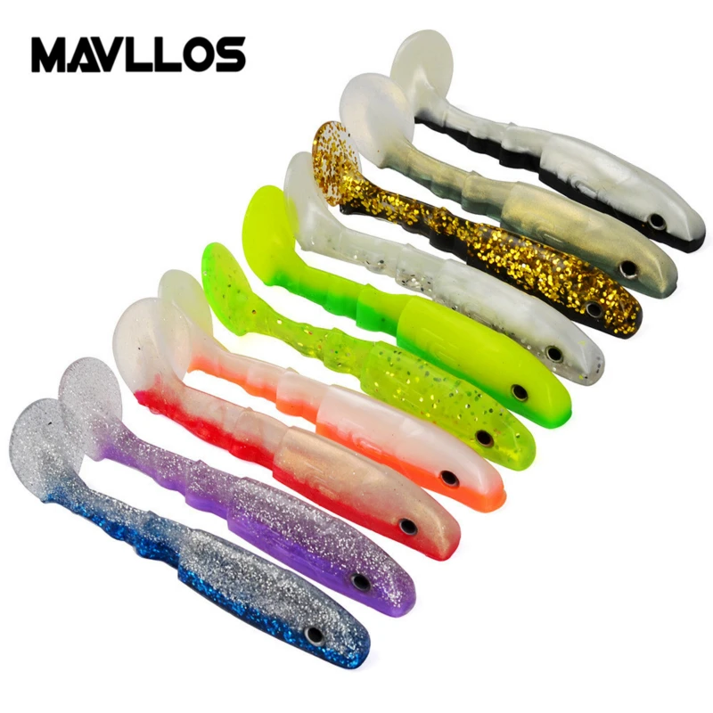 Mavllos 10 шт. 9 г 9c Мягкая приманка для рыбалки червячного хвоста басы цветов высокое