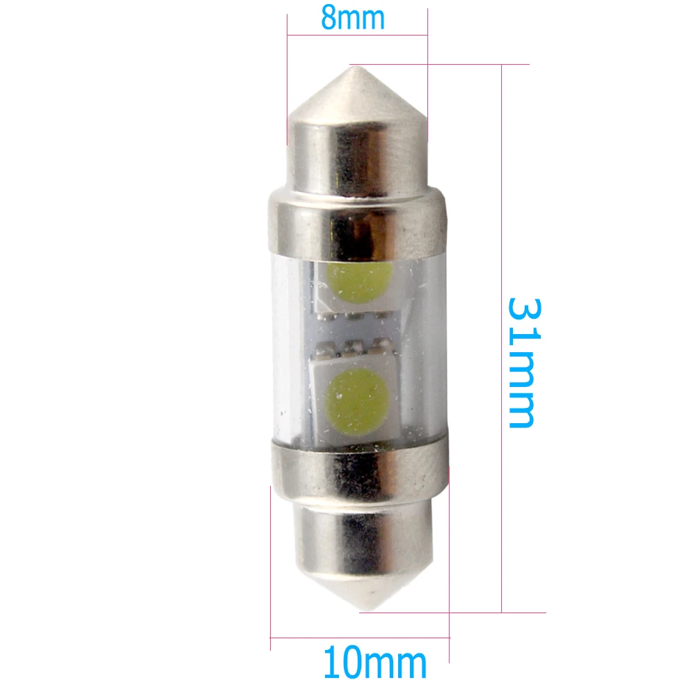 YM E-Bright 4 PCS C5W 5050 2 SMD 31MM 12V 2LED Festoon Dashboard Dome Bulb Interior Lighting White Bulbs Car Lights | Автомобили и