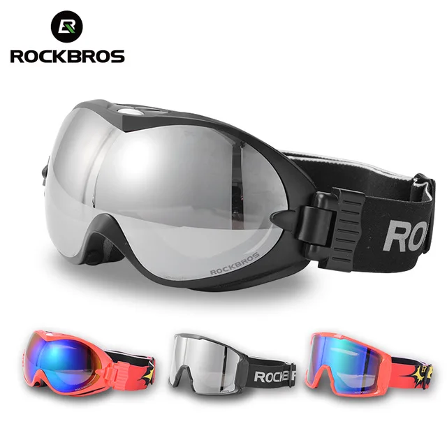 ROCKBROS двухслойные лыжные очки Анти туман UV400 сноуборд ПК объектив большая маска