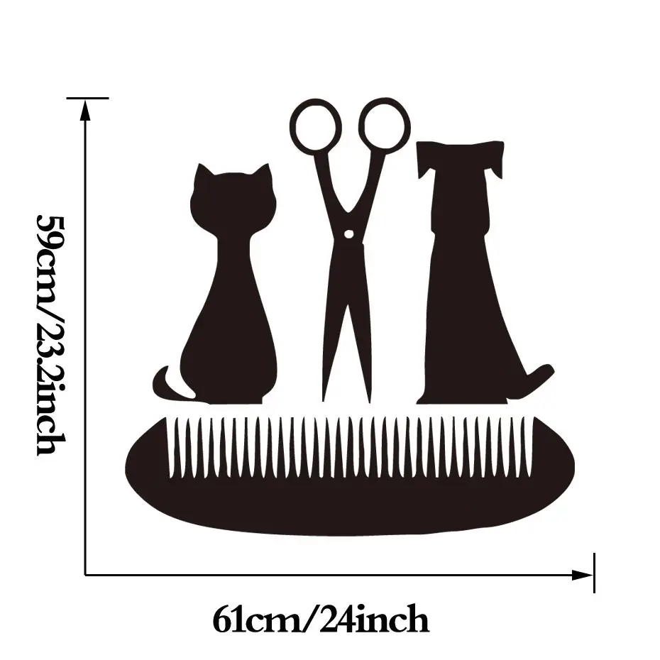 Виниловая наклейка на стену с ножницами и расческой для ухода за домашними