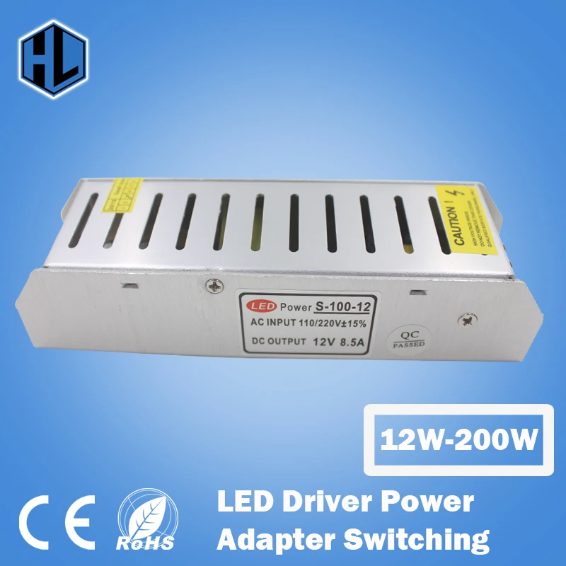 DC 12V 12W-200W LED Driver Power Supply Adapter Switching AC100V-220V Input Constant Voltage Transformer for Strip Lamps | Освещение