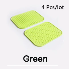 Green 4 шт./партия прямоугольная силиконовая термоизоляционная скатерть чашка кружка блюдо подстаканник Противоскользящий коврик против скальдинга коврик - Цвет: Green