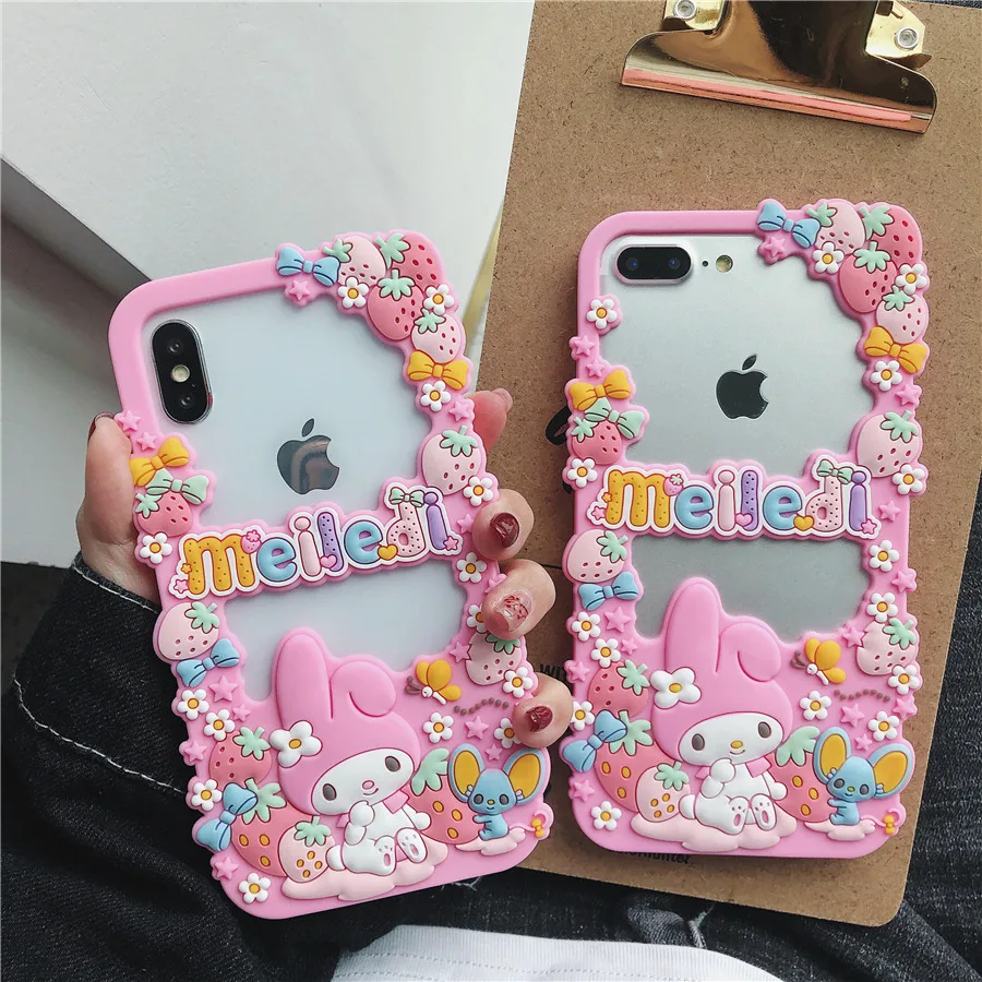 Чехол для телефона My Melody Frame для iPhone 6, 6s, 7, 8 Plus, X, XR, XS, Max, милый мультяшный чехол, мягкий силиконовый резиновый корпус, Fundas Coque