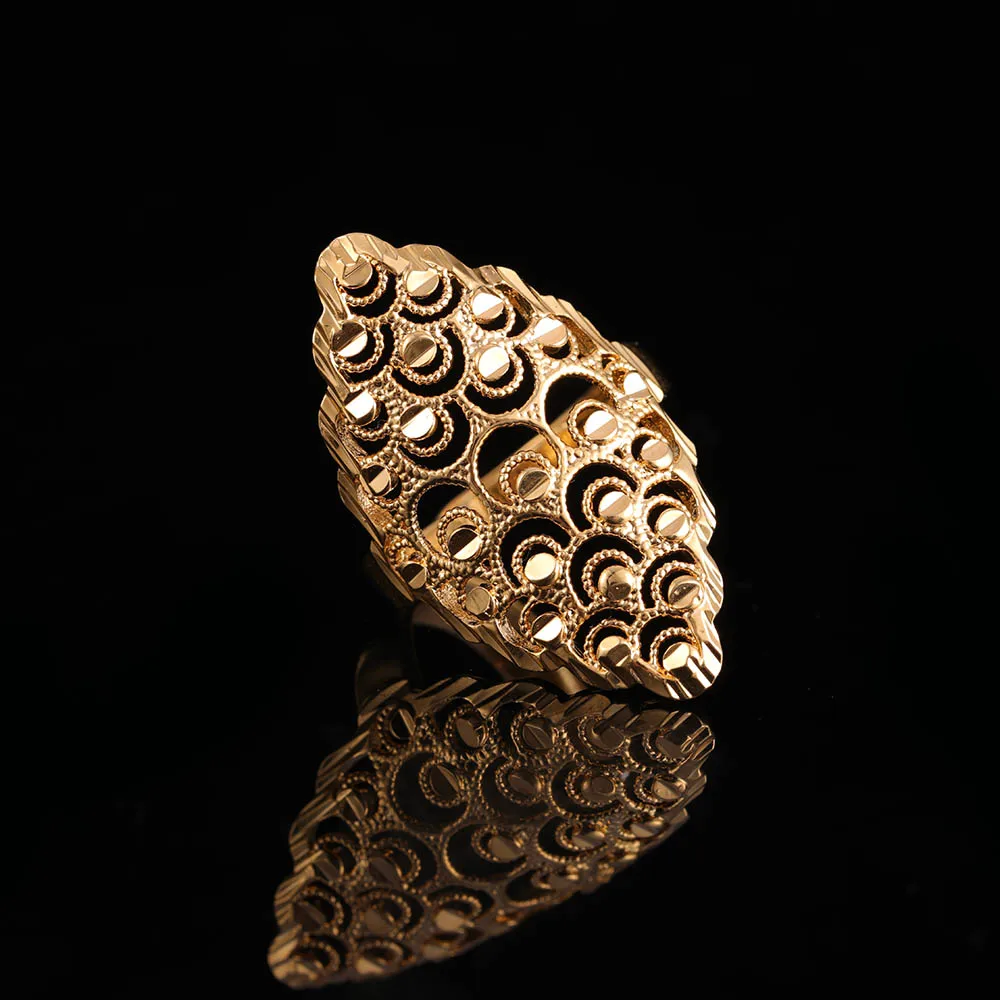 

St.kunkka 2018 New Fashion Jewelry Exaggerated Big Ring For Woman Wedding Party Statement 24K Yellow Gold Filled Charm Ring Gift