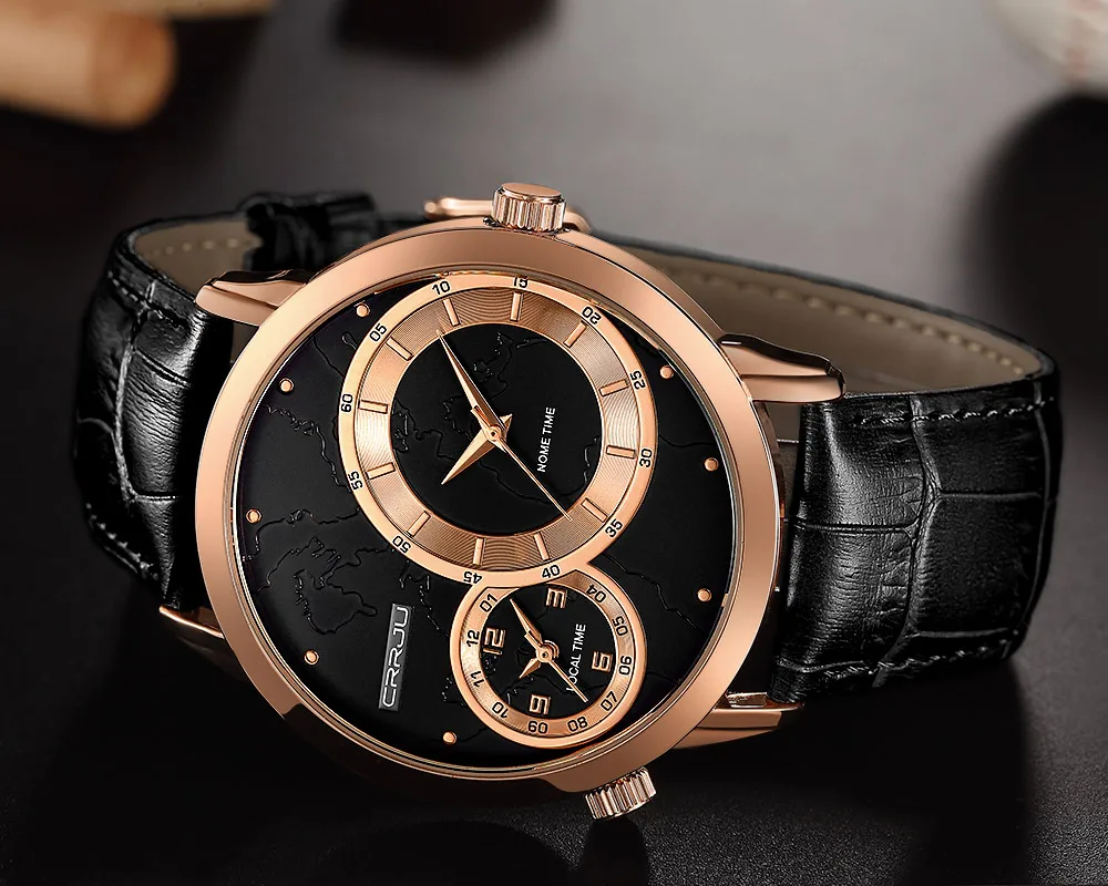 Часы CRRJU Мужские кварцевые в стиле милитари роскошные Брендовые спортивные