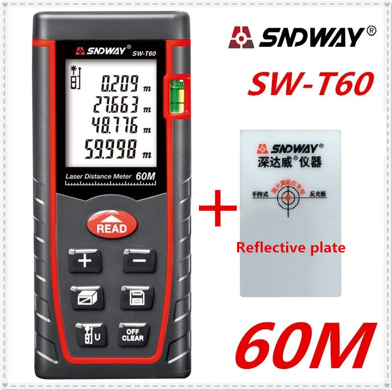 Лазерный дальномер SNDWAY, дальномер 120 м, 100 м, 80 м, 60 м, 40 м, лазерный дальномер, цифровая линейка trena roulette - Цвет: T60