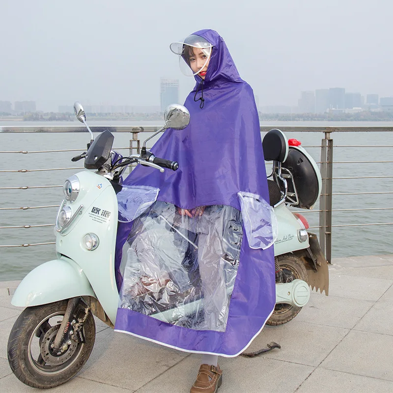 

Raincoat Motorcycle Women bike Poncho Adult Thickened Oxford Cloth Removable Double Brim Raincoat