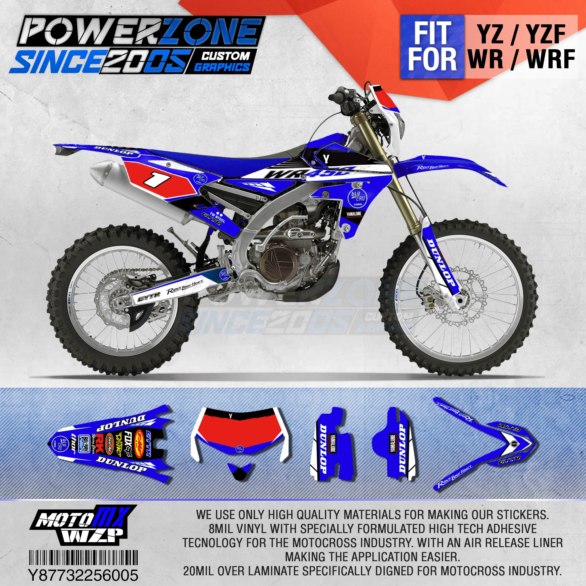 PowerZone графика команды на заказ фоны наклейки 3 м пользовательские для YAMAHA WR450F WR WRF