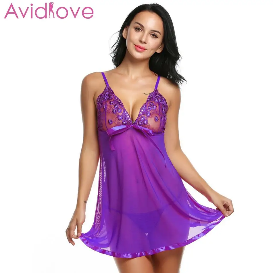 Avidlove Babydoll женское сексуальное нижнее белье кружевной сетчатый прозрачный