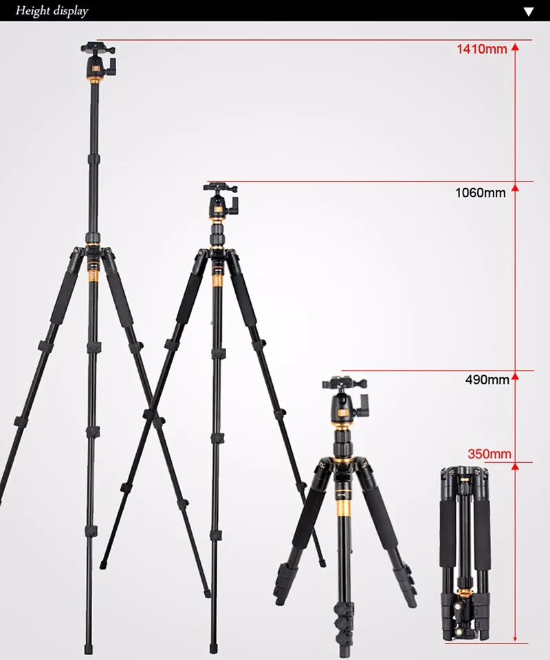 QZSD Q555 Профессиональный алюминиевый штатив для Canon Nikon sony DSLR SLR камера с шаровой головкой загрузка 8 кг Штатив для монопода