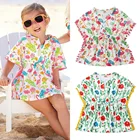 Детское хлопковое льняное пляжное платье для маленьких девочек, летняя накидка на бикини для маленьких девочек, сарафан, накидка на купальник