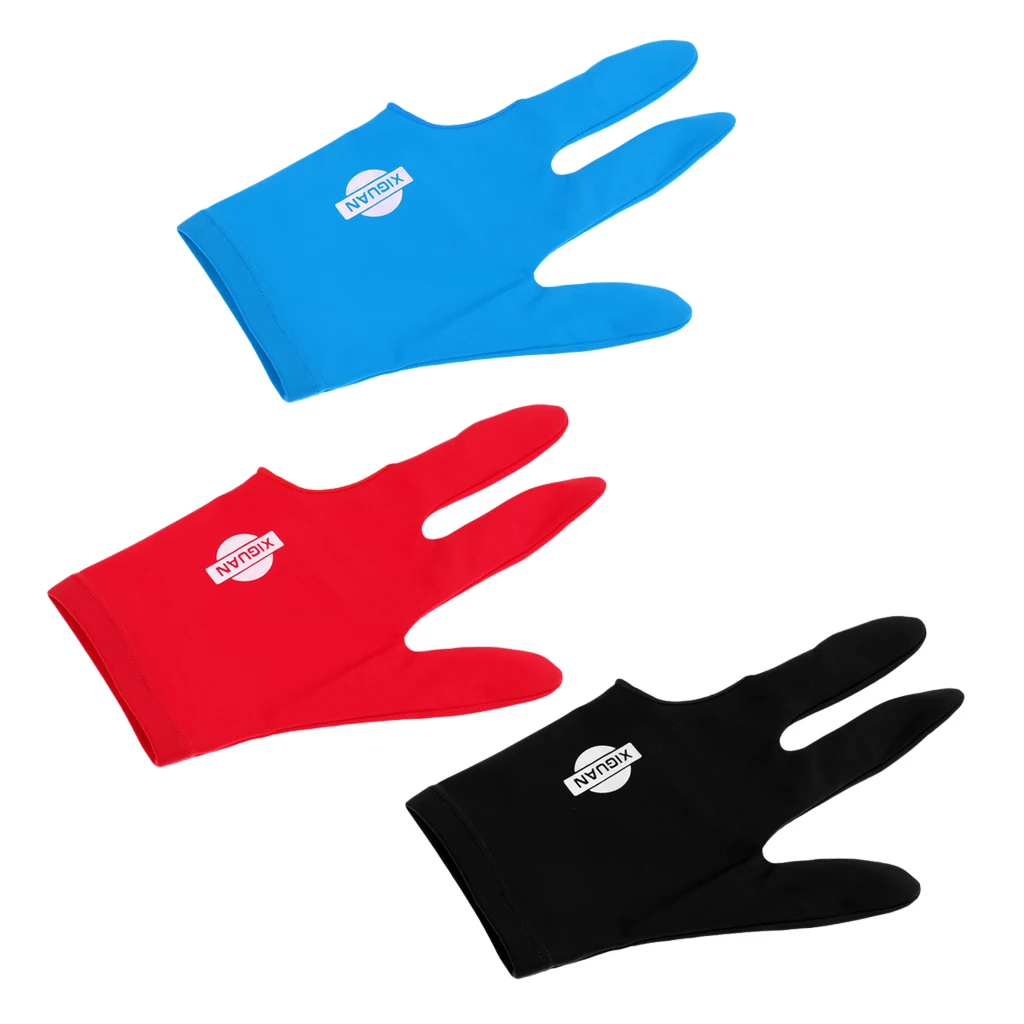 

Elastic Snooker Billiard Pool Cue Glove Left Hand 3 Finger Accessory for Unisex Women and Men 3 Choice of Colors