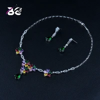 be 8 new flower design bridal jewelery set multicolor cubic zirconia fashion nigerian jewelry accessory sets for women s364