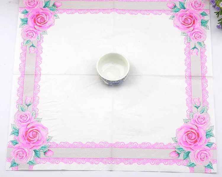 2017 Новый розовый цветок Бумажной Салфеткой Праздничный &amp Партия Кафе Ткани