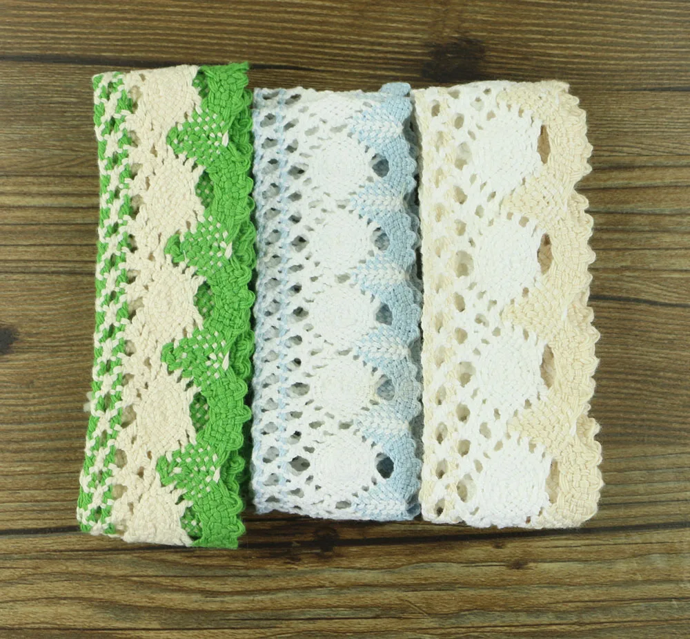 

color Hot Sale Cotton Lace Roll Ribbon Knit Adhesive Tape Sticker Craft Decoration Fabric