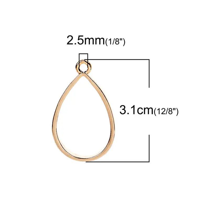 DoreenBeads, модные подвески из цинкового сплава с открытой спиной, Подвески ручной работы из смолы, подвески в форме капель золотого цвета, 31 мм x 19 мм, 1 штука