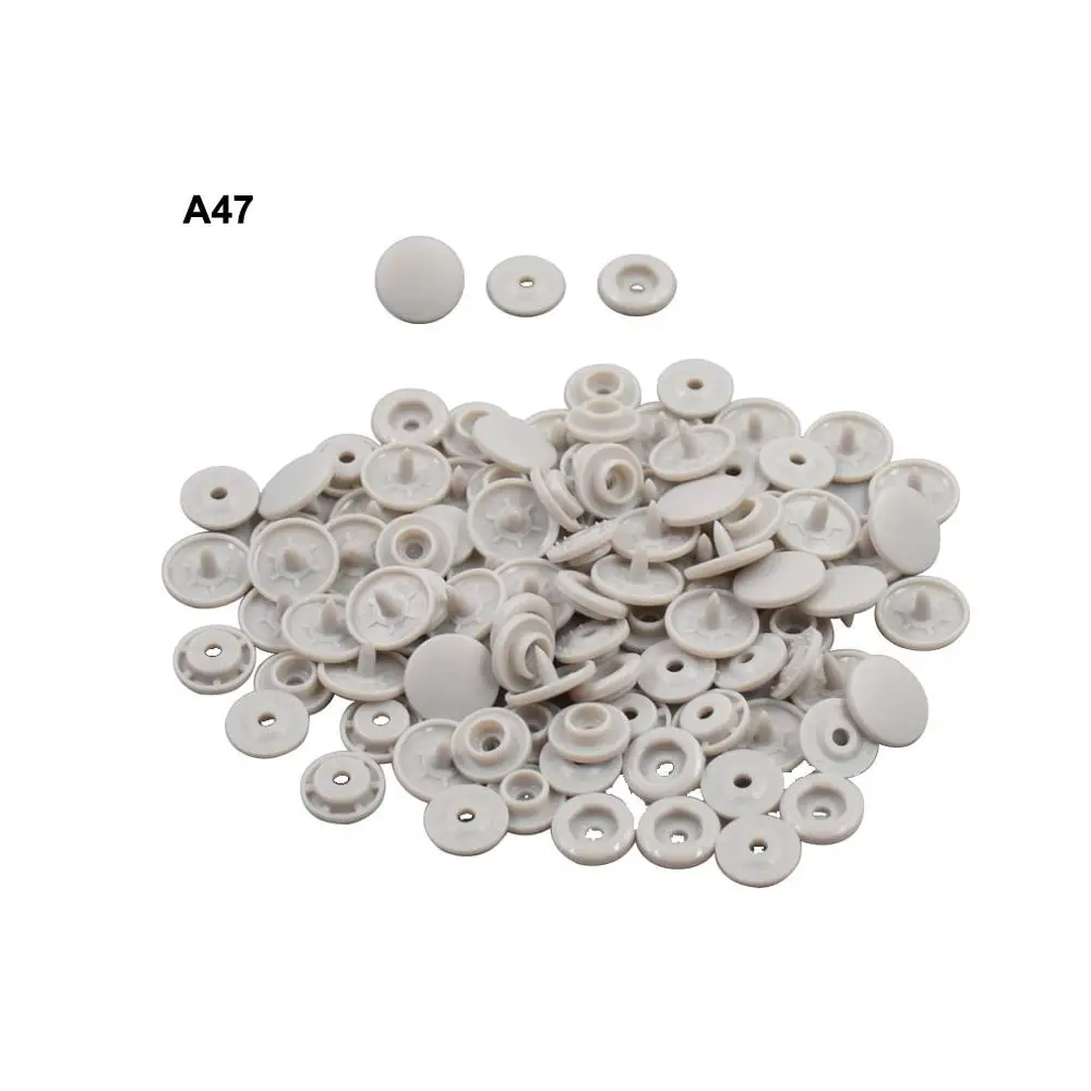 grey-A47-matt Пластиковые защелкивающиеся крепежи T5 12 мм 200/1000 Наборы KAM пришить пластиковая защелка Кнопка Размер 20 круглый для Пошив швейной ткани детский нагрудник - Цвет: grey-A47-matt