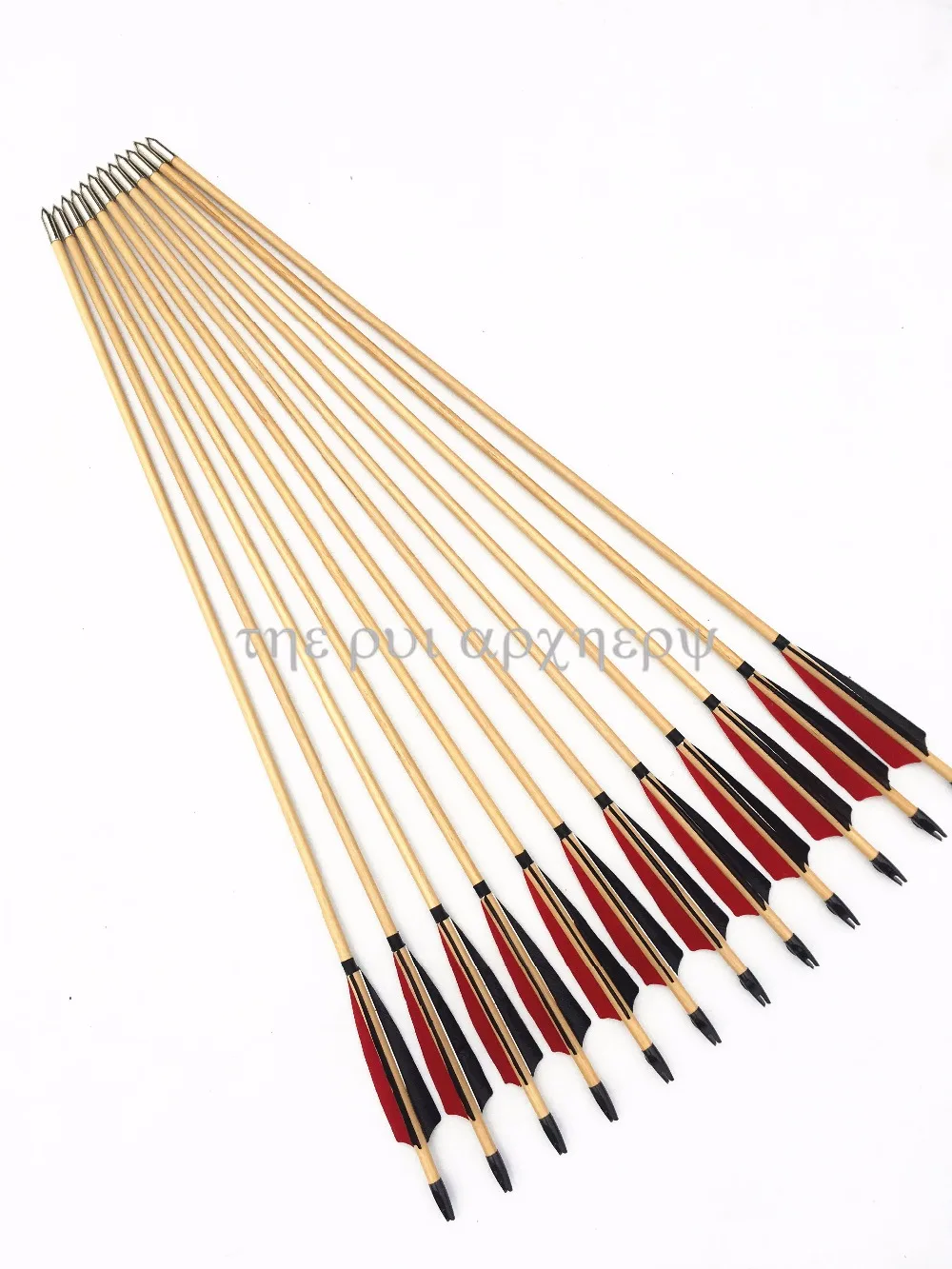 

6/12/24pcs Wooden Arrows Traditional Handmade 5" Turkey Feathers Bamboo Shaft Self Nock Target Arows For Archery Recurve Bow