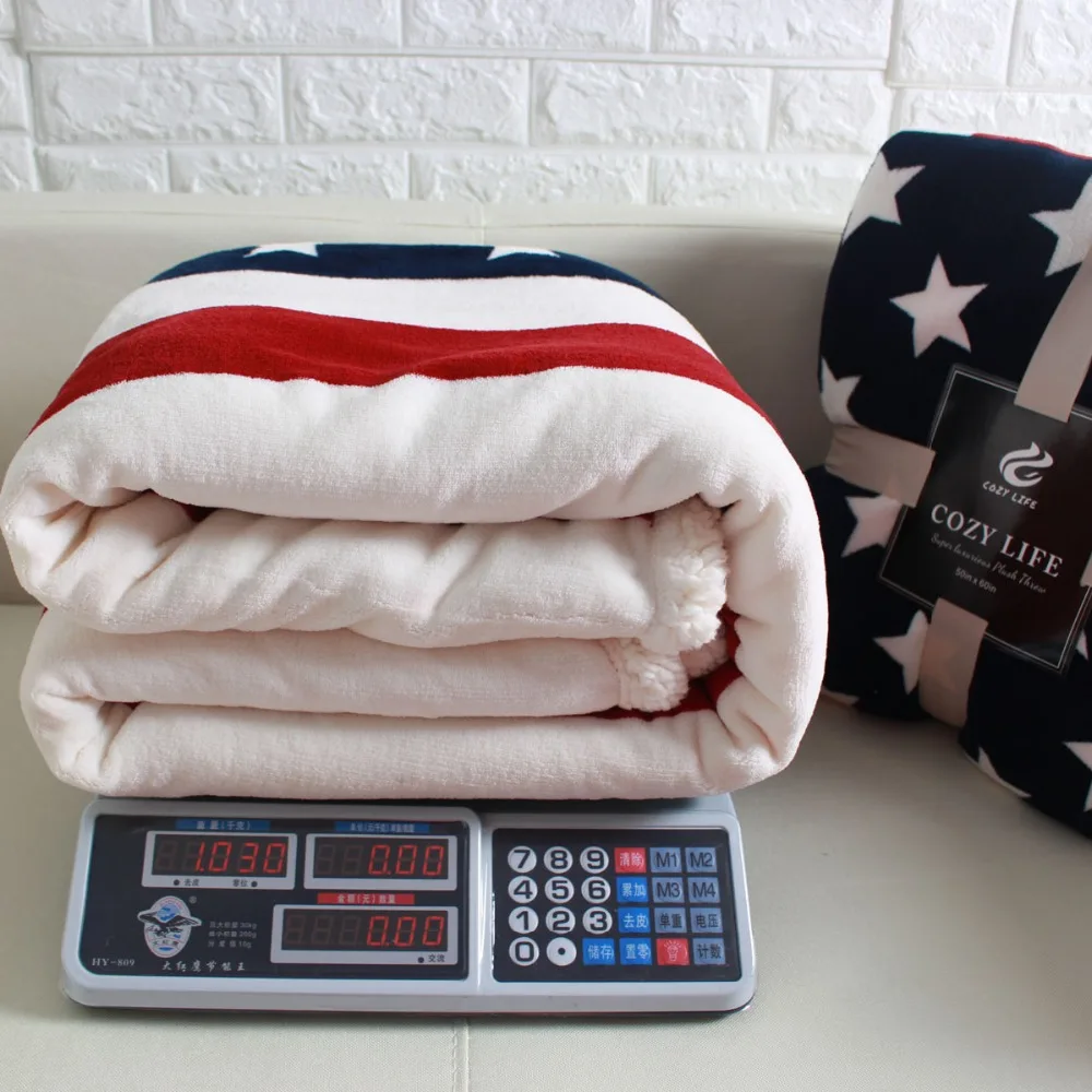 Двухслойное толстое флисовое покрывало из искусственного меха с флагом США