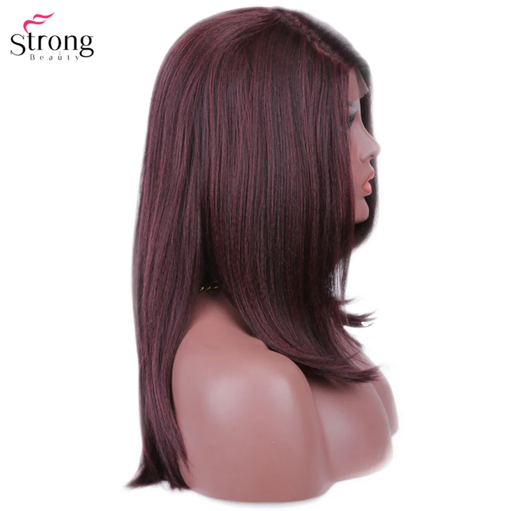 StrongBeauty синтетические парики для женщин Yaki прямые волосы каскадом черный синтетический парик