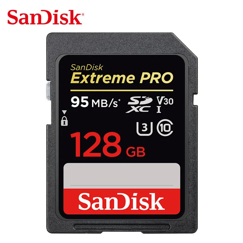 SanDisk SD карта 16 ГБ 32 ГБ 64 Гб 128 ГБ 256 ГБ SDHC/SDXC U3 класс 10 карта памяти UHS-I SD карты до 95 м/с транс флэш для камеры