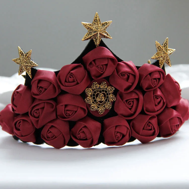 Новинка Женская повязка на голову красная роза цветок гексаграмма звезда корона