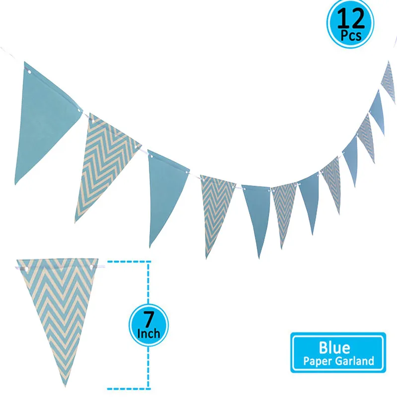 12 Flag Gold Silver Banner Garland DIY Glitter Bunting Paper Birthday Banner for Home Event Party Wedding Party Decoration