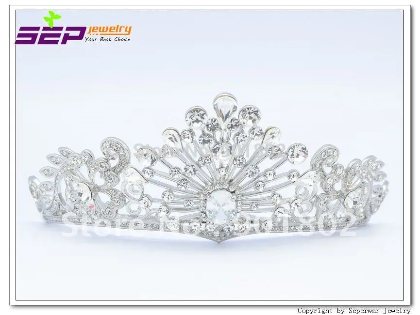 

Free Shipping Rhinestone Crystals High Quality Clear Flower Tiara Crown Headbands Weding Bridal SH8565-0C