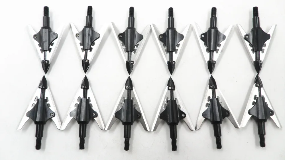 

Hunting broadhead 12pcs arrow tips stainless steel archery arrowhead 100grain fit compound bow