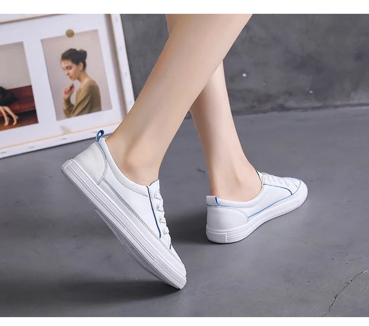 New Designer White Casual Sneakers Women Shoes PU Leather Canvas Sneakers Female Autumn Tenis chaussures femme Dropshipping