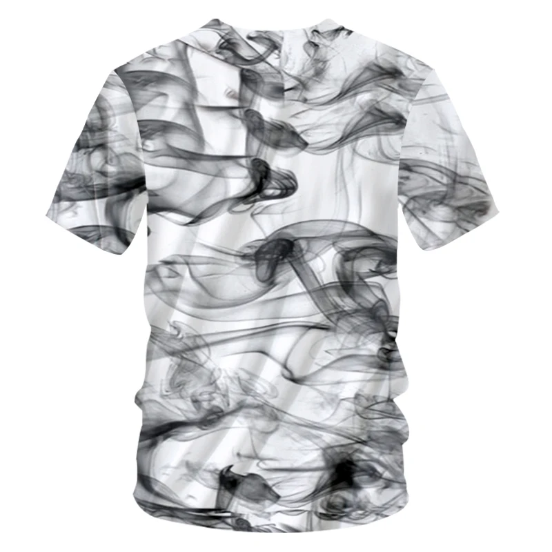 CJLM Cool Tshirts Mens 3d Funny Print Watercolor Dreamy Smoke Lines T-shirt Hip Hop Streetwear Casual O Neck Short-sleeve Tees | Мужская