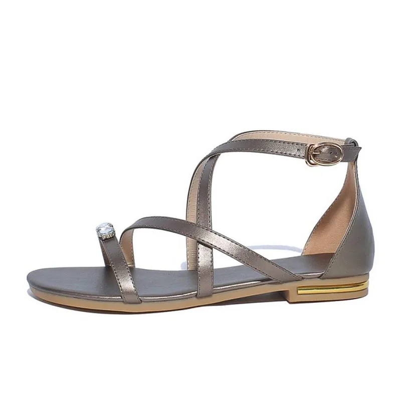 ZALAVOR/женские сандалии гладиаторы из натуральной кожи модная обувь на плоской