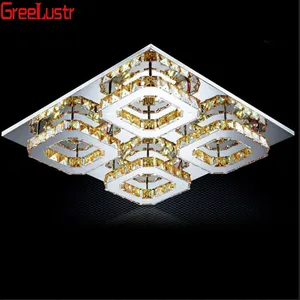 Современные хрустальные светодиодные потолочные светильники K9, квадратные светодиодные потолочные светильники, плафон для кухни, дома, лампы, люстры для поверхностного монтажа