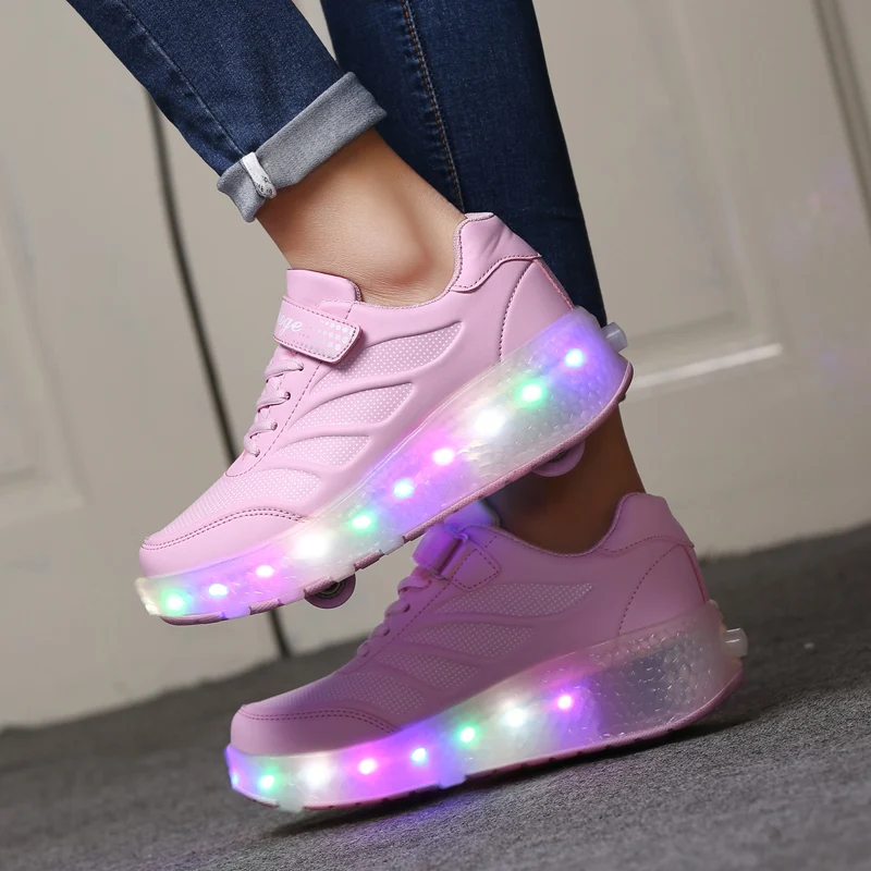 Heelys/светодиодные кроссовки с двумя колесами для мальчиков и девочек