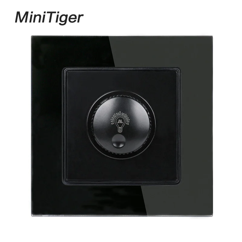 Minitiger лампа Реостат регулятор только для Светодиодный лампочки роскошный хрустальный стеклянный настенный светильник переключатель прерыватель 16A 0~ 300 Вт - Цвет: Black