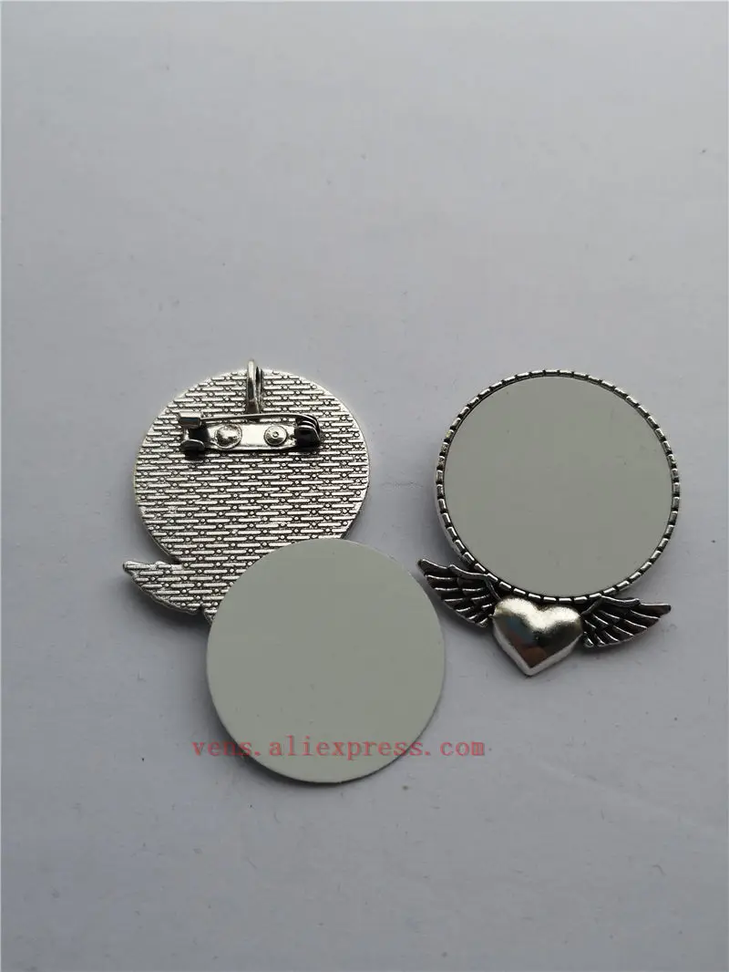 Сублимация Пустые булавки броши Ретро Винтаж крылья любви древнее серебро